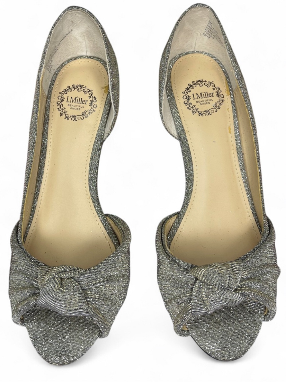 I. Miller Silver Metallic Peep Toe Leather Sole Women’s Size 6 Pumps - Vintage